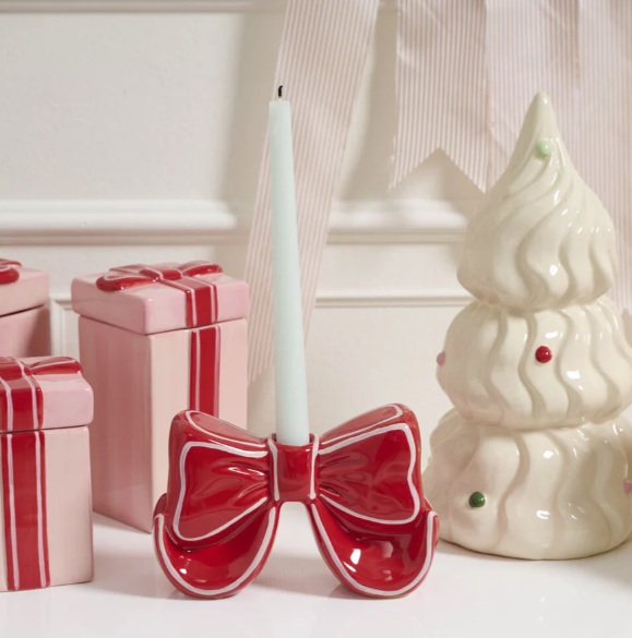 Big Red Bow Candleholder
