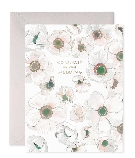 White Flower Wedding Card