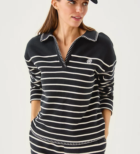 Corvaya Terry Pullover | Noir Legacy Stripe