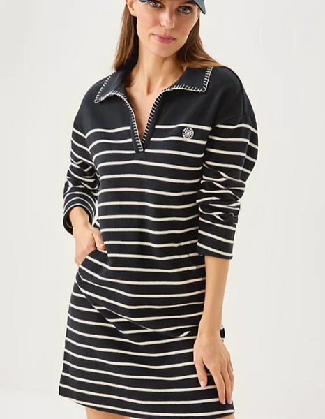 Corvaya Terry Dress | Noir Legacy Stripe