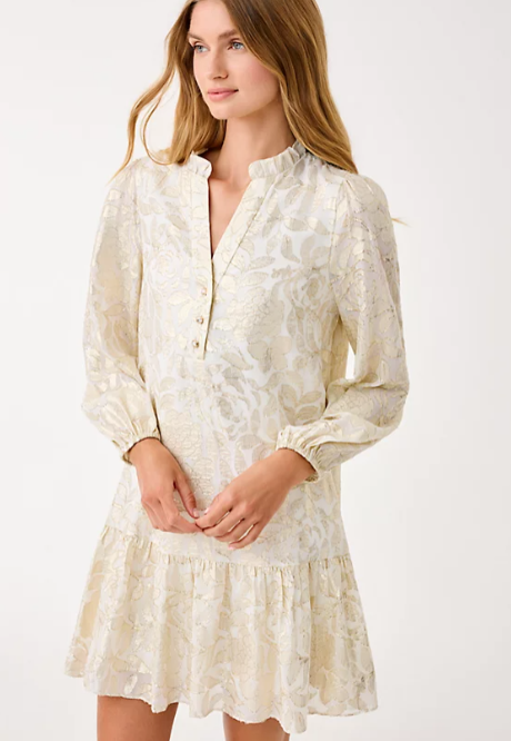 Evaline Silk Dress | Coconut Floral Bloom Silk Clip