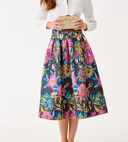 Elyce Midi Skirt | Multi Canopy Blooms Floral Jacquard