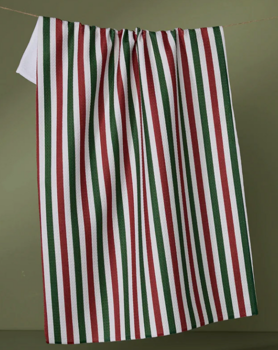 Geometry Tea Towel | Ribbon Green Red