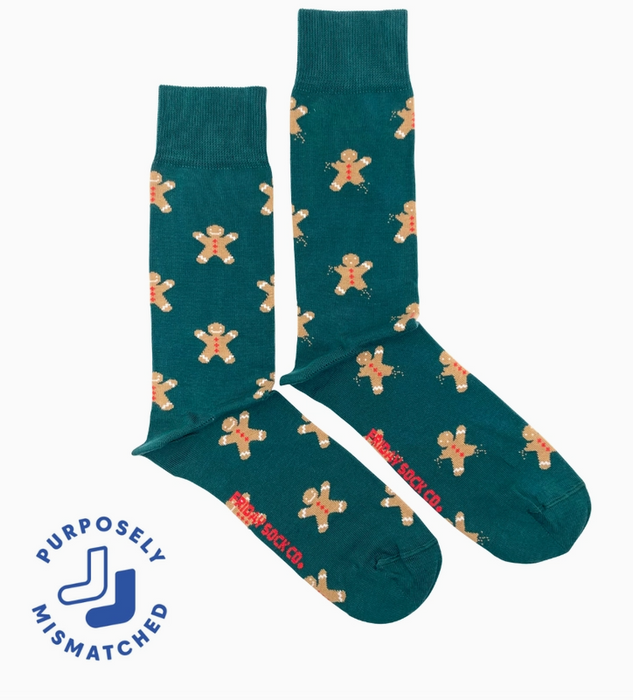Ugly Christmas Gingerbread Cookie Men's Mismatched Socks