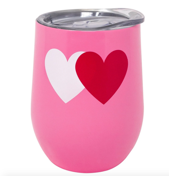 12oz Double Heart Stainless Steel Wine Tumbler