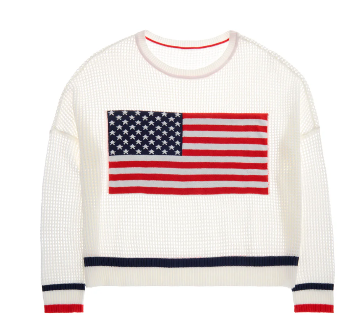 White American Flag Mesh Sweater