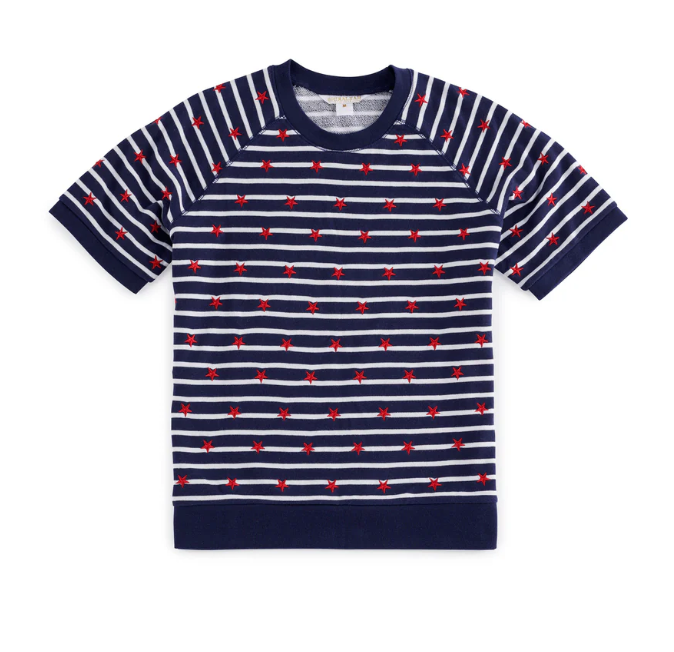 Short Sleeve Stripes Sweatshirt