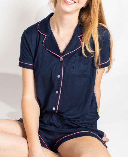 Navy/Pink Short Sleeve Sleep Shirt