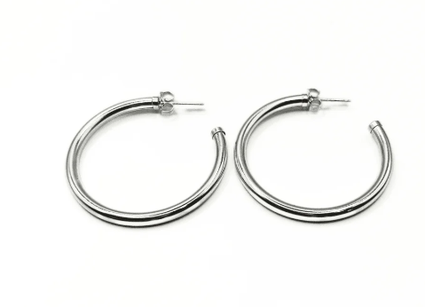 Paris 42mm Silver  Waterproof Hoop Earrings