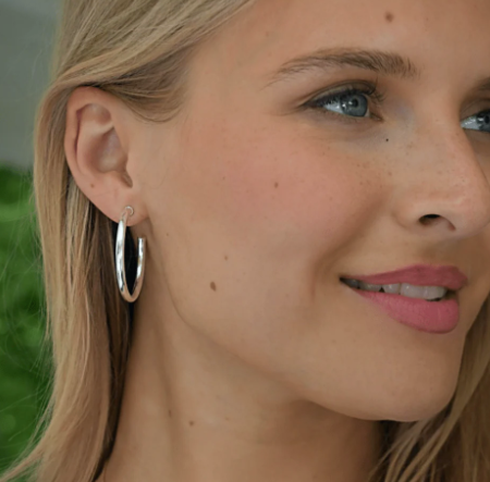 Paris 42mm Silver  Waterproof Hoop Earrings