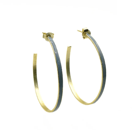 Mykonos Blue Enamel Waterproof Hoop Earrings
