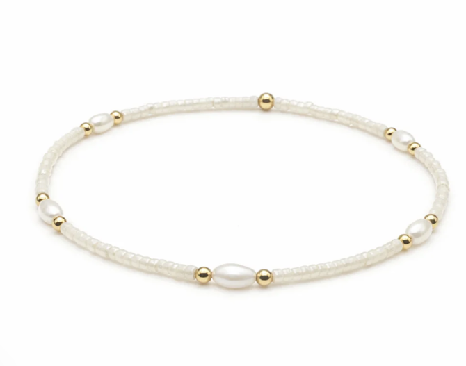 Game Day Pearl/White/Gold Waterproof Bracelet
