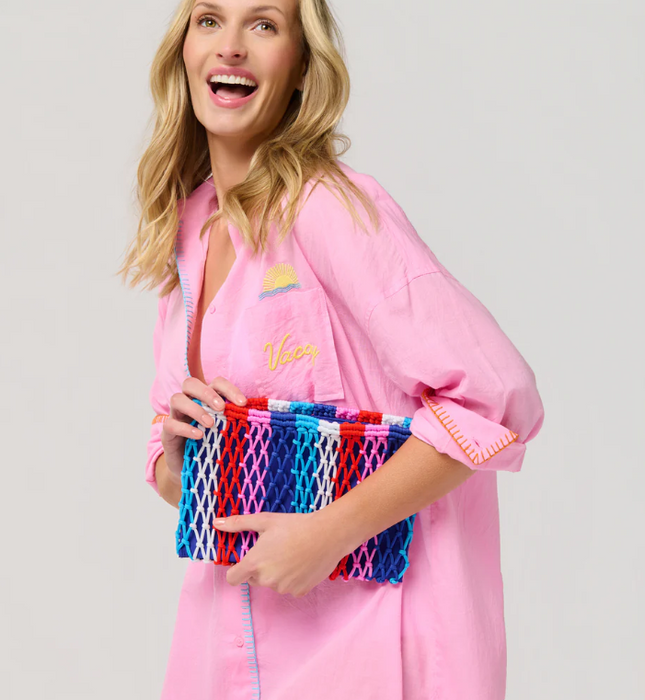 Blue Braziliana Stripe Pouch