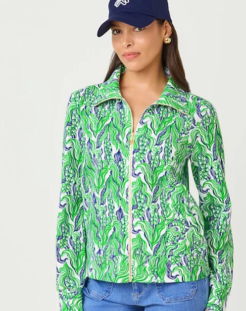 UPF 50+ Eleni Zip Up Jacket | Putting Green Lilly Of The Valley