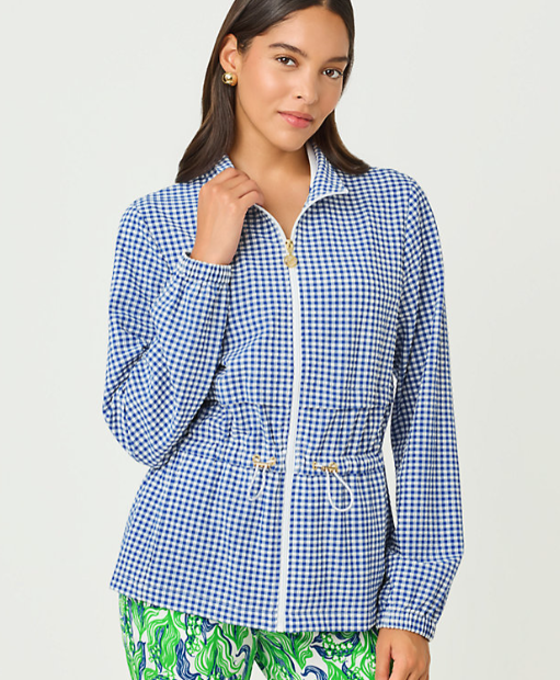 UPF 50+ Luxletic Romilly Performance Jacket |  Starlight Navy Mini Gingham