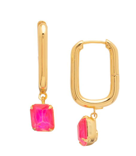 Octavia Rectangle Hoop Earrings | Pink