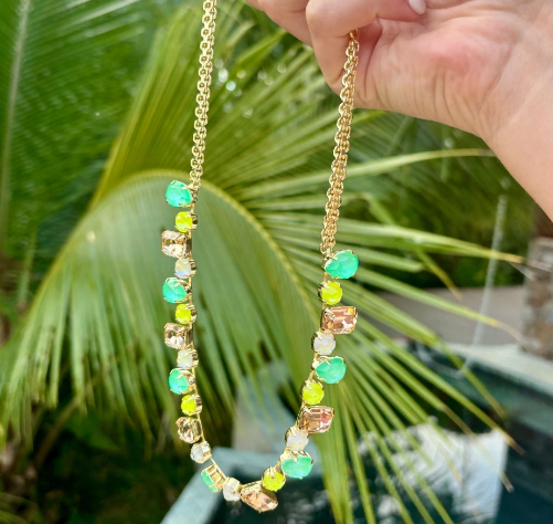 Emerald Pear Tennis Necklace | Mango Mint