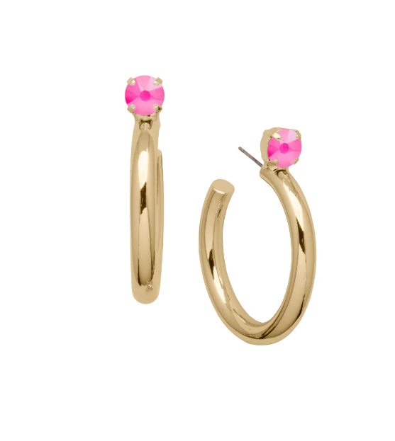 Keeley Studded Hoop | Electric Pink