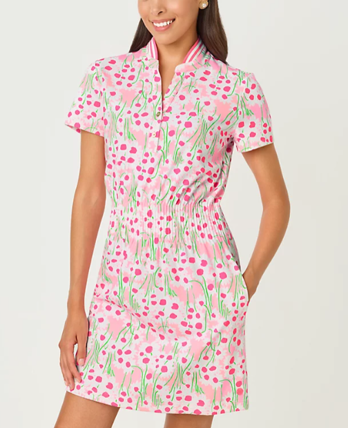 UPF 50+ Luxletic Love Active Dress | Conch Shell Pink Lil Sunny Daisies