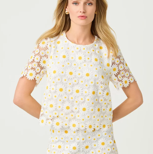 Louise Crop Lace Top | Resort White Fresh as a Daisy Lace