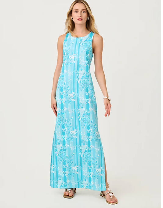Melodie Maxi Dress |  Capri Blue Roseys Petals