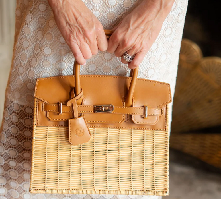 Margo Camel Wicker Handbag