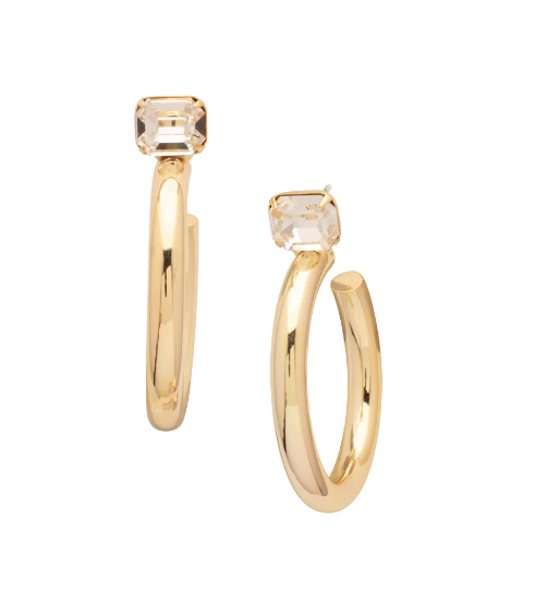 Keeley Emerald Cut Hoop | Crystal