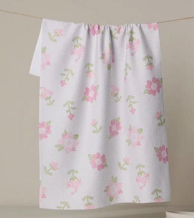 Geometry Tea Towel | Cross Stitch Floral