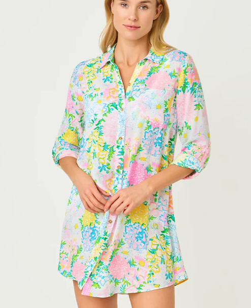 Natalie Shirtdress Coverup | Multi Lilly Garden
