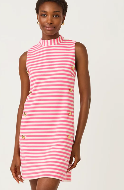 Carmina Shift Dress | Confetti Pink Ottoman Stripe