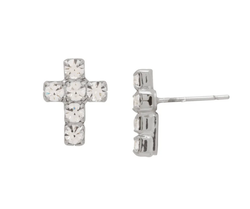 Carly Cross Earrings | Crystal
