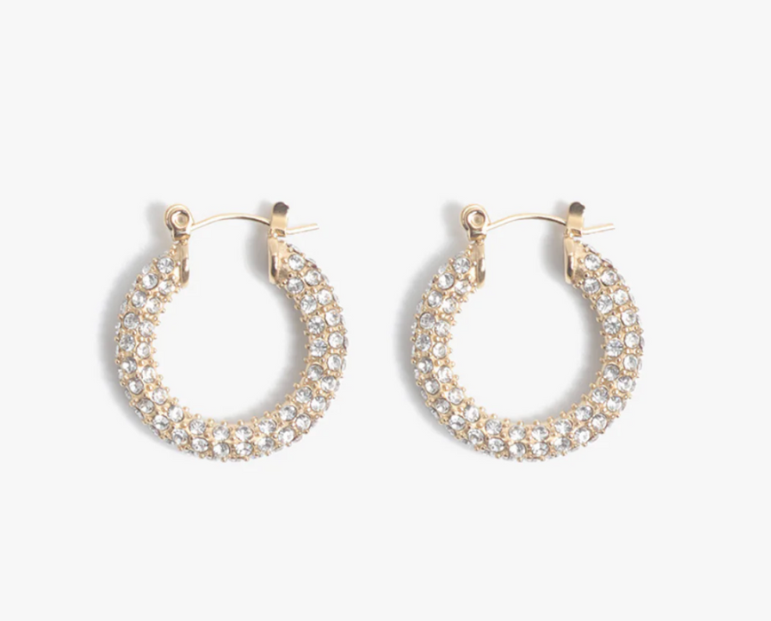 Audrey Gold Pave Water-Resistant Hoops