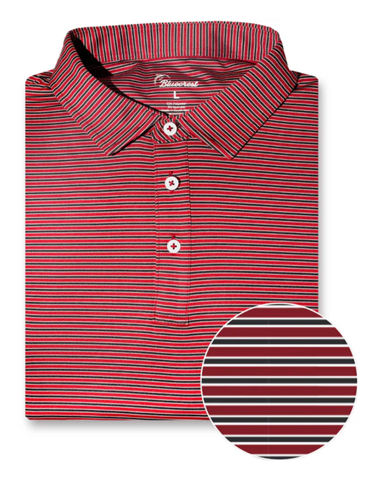 The University Stripe Performance Polo | Red & Black