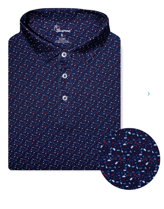 The Tempo Performance Polo | Navy, Red & White