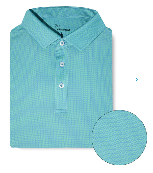 The Apex Print Performance Polo | Blue & Green