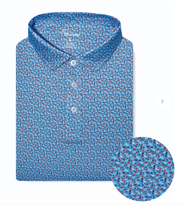 The Tempo Performance Polo | Blue, Red & White