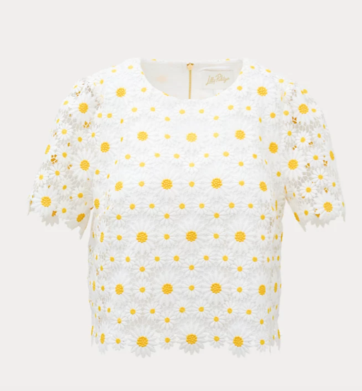 Louise Crop Lace Top | Resort White Fresh as a Daisy Lace