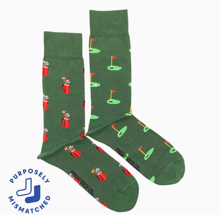 Golf Clubs & Green Mismatched Men's Socks