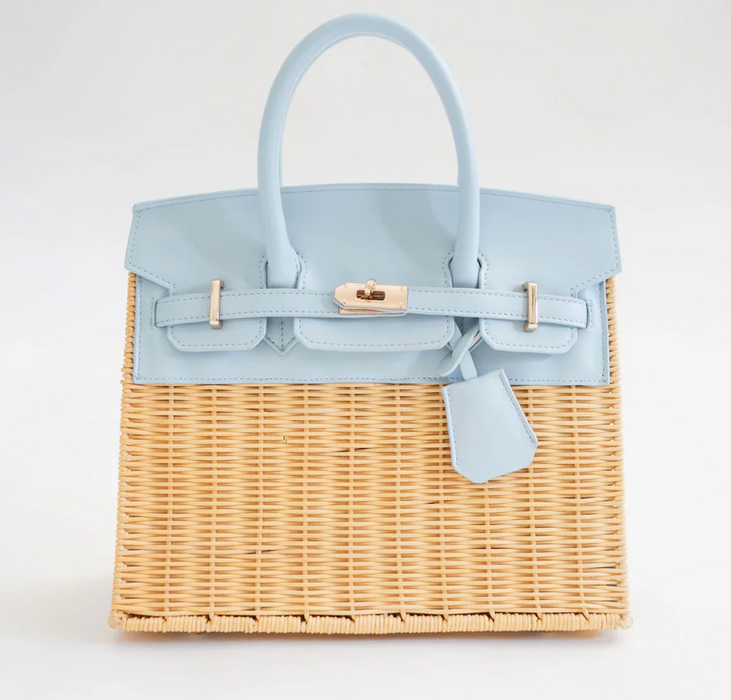Lt Blue Margo Wicker Handbag