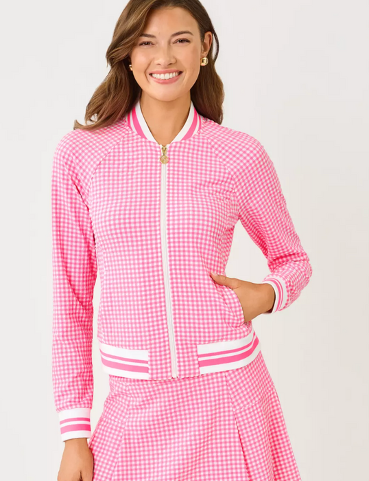 UPF 50+ Jadea Jacket | Cherry Blossom Pink Mini Performance Gingham