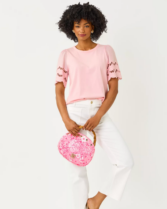 Sebene Eyelet Knit Top | Pink Muse