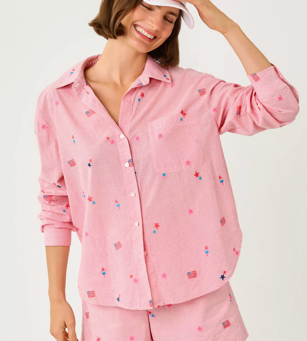 Bondi Button Down Shirt | Paradise Punch Its A 250th Celebration Stripe
