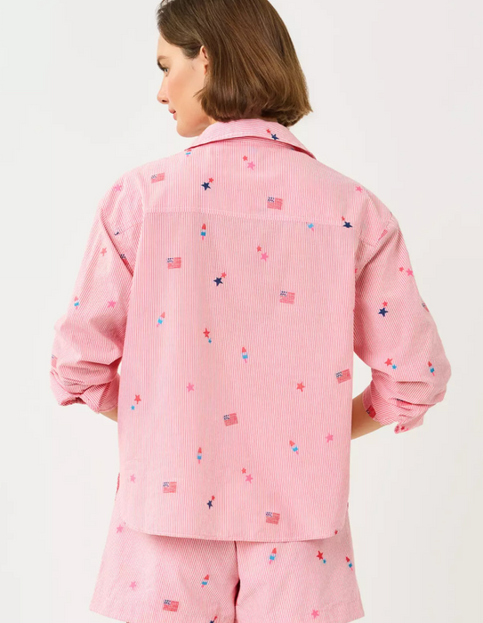 Bondi Button Down Shirt | Paradise Punch Its A 250th Celebration Stripe