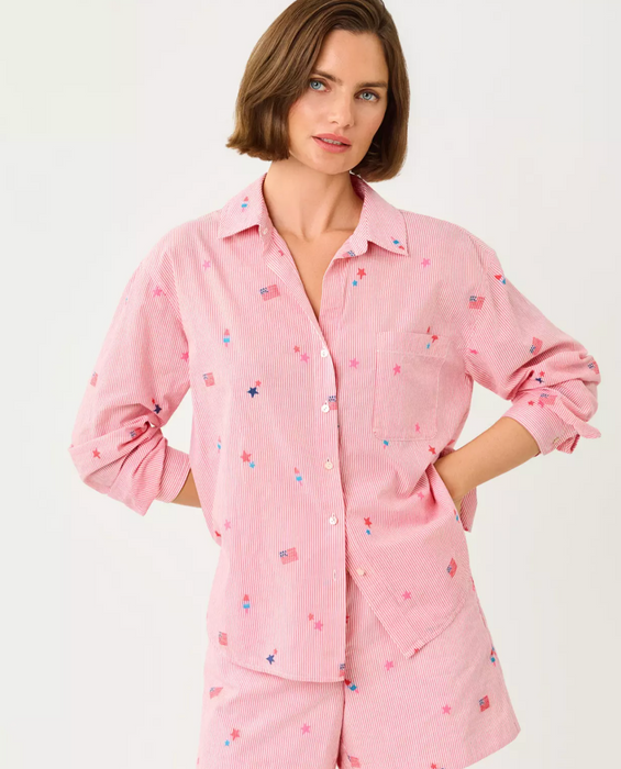 Bondi Button Down Shirt | Paradise Punch Its A 250th Celebration Stripe