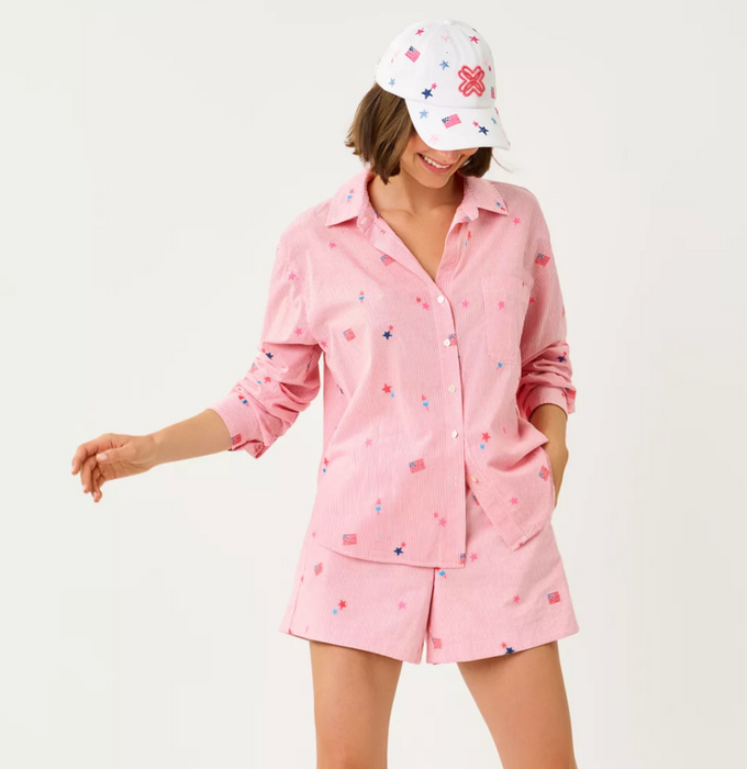 Bondi Button Down Shirt | Paradise Punch Its A 250th Celebration Stripe