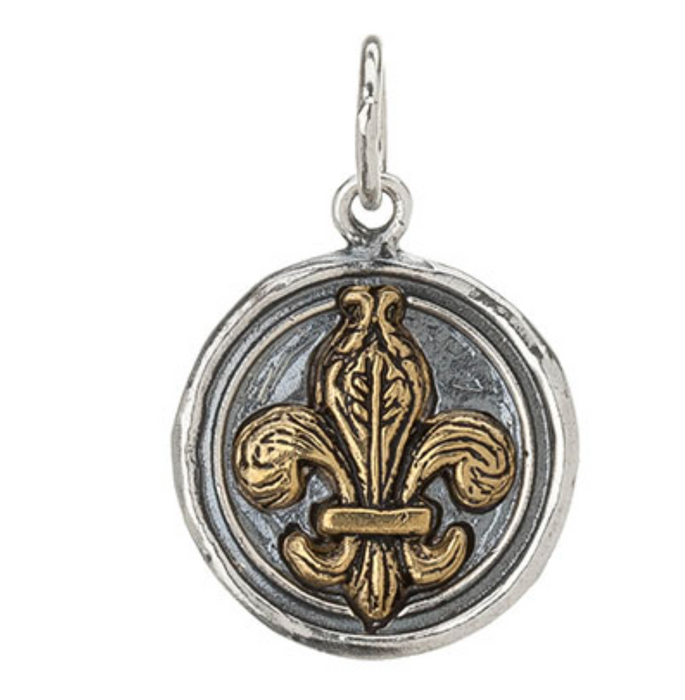 M330-15 Fleur De Lis Wing and a Prayer Charm