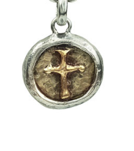 HCRS2MS- Hero's Cross Charm Bronze & Sterling