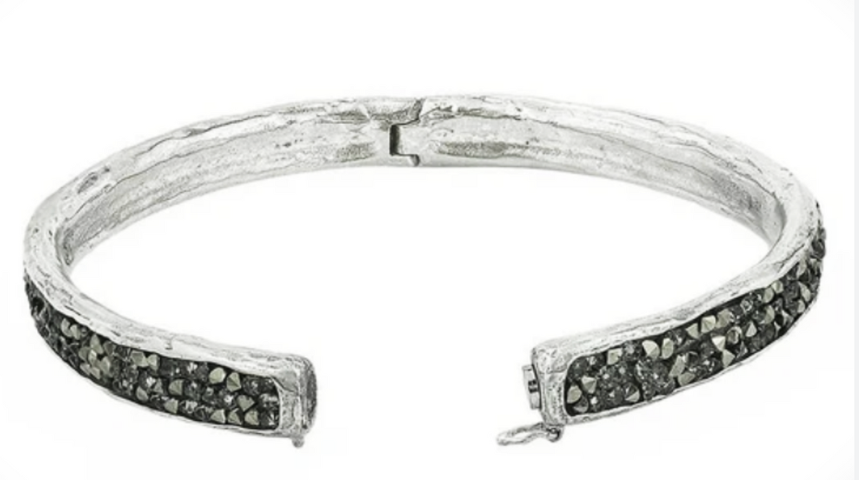 KRIS14WBZ Kristal Hinge Bangle White Bronze
