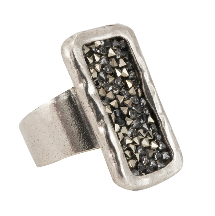 KRIS10WBZ Krystal Plate Brass Ring