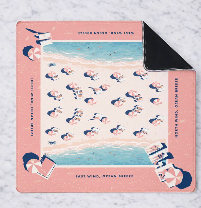 Mahjong Mat | Pink Umbrellas by The Beach